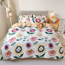 Juego de ropa de cama Floral de estilo Pastoral, funda de edredón, Sábana de lino, fundas de edredón, individual, doble, Queen y King Size 2024 - compra barato