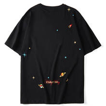 LACIBLE Funny Starry Sky Embroidery Short Sleeve T Shirt Oversize Harajuku Hip Hop Loose Shirts Tee Streetwear Summer Tshirt 2024 - buy cheap