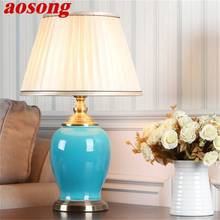 AOSONG Ceramic Table Light Modern Luxury Desk Lamp LED For Home Bedside Bedroom 2024 - купить недорого