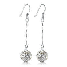 Simples 925 brincos de prata cor cheia bola broca cristal longo borla gota brincos para a linha orelha feminina oorbellen pendientes 2024 - compre barato