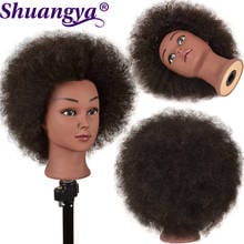 Shuangya Hair Afro Curly Mannequin Head Real Hair for Braiding Cornrow Practice Head Training Mannequin Dummy Heads Hairstyles 2024 - buy cheap