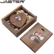 JASTER Wooden heart usb + gift Box usb flash drives U disk Pendrive 4GB 8GB 16GB 32GB 64GB Wedding gift 1PCS free custom logo 2024 - buy cheap