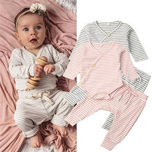 0-18M Infant 2Pcs Stripe Long Sleeve Playsuit Tops+Long Pants Baby Boy Girls Clothes Sets Cotton Spring Autumn Sotf Outfit Set 2024 - buy cheap