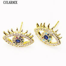 8 Pairs Eyes shape Stud earrings Fashion zirconia earrings  Gold color Blue eyes  shape stud earrings for  women jewelry 8237 2024 - buy cheap