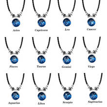 2019 Hot Selling Zodiac Glass Convex Pendant Necklace Aquarius Pisces Aries Taurus Gemini Pendant Men's Jewelry Pendant Love 2024 - buy cheap