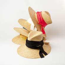 Летняя модная индивидуализированная шляпа от солнца из натуральной рафии с загнутыми краями для женщин и мужчин, соломенная джазовая шляпа ручной работы, Панама, кепки, Пляжная уличная шляпа 2024 - купить недорого