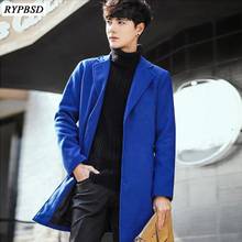 Winter Wool Jacket Men 2021 Korean Fashion Harajuku Warm Long Trench Coat Solid Cashmere Single Breasted Woolen Men Overcoat 2024 - buy cheap