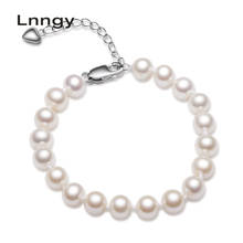 Lnngy Real 925 Sterling Silver Chain Link Bracelet Natural Freshwater Pearl Charm Bracelet Bangles Women Wedding  Jewelry gifts 2024 - buy cheap