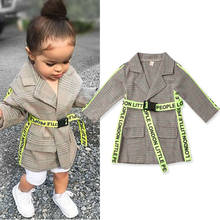 1-5 Years Toddler Kids Baby Girl Autumn Coats Clothes Belted Plaid Print Coat Jacket For Girls Formal Outwear Girls Jackets Tops 2024 - buy cheap