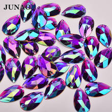 JUNAO 17*28mm Sewing Purple AB Drop Rhinestone Big Crystal Stones Applique Sewn Strass Crystal Flatback Acrylic Gems for Crafts 2024 - купить недорого