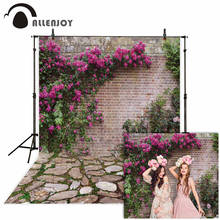 Allenjoy photophone background spring Easter garden flower vine brick wall stone floor photography studio backdrop photocall 2024 - buy cheap