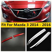 Tira de decoración para parrilla de coche Mazda 3, 2014, 2015, 2016, ABS, cromado/rojo, accesorios exteriores 2024 - compra barato
