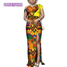 Vestido africano de moda feminina, vestido longo com estampa africana de bazin rico, vestido maxi assimétrico para mulheres, vestidos divididos para festa de casamento wy3projetos 2024 - compre barato