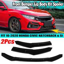 2 defletores de para-choque dianteiro de carro, tampa divisor de lábios, kit de guarnição para honda civic hatchback & si 2013-2018 2024 - compre barato