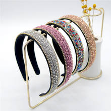 Full Crystal Luxury Hair Accessories Hairbands Sparkly Padded Rhinestones Headbands Headdress Black White Pink Women Headband 2024 - buy cheap