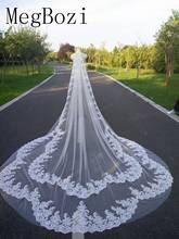 Véu de noiva branco/marfim 2020, longo, renda, borda, flor, luxo, catedral, com pente, 3/5 metros 2024 - compre barato