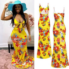 African Print Dresses Women Bazin Rich Dashiki Floral Print Strap Back Hollow Sleeveless Sexy Fashion Maxi Dress Africa Clothes 2024 - buy cheap