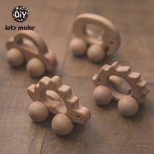 Let's Make 1PC Baby Wooden Toys Animal Car Beech Wooden Teether Non-Toxic Food Grade Free BPA For Babies Baby Shower Custom Logo 2024 - buy cheap
