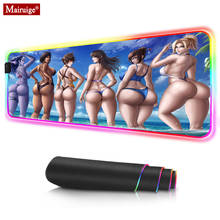 LED Mousepad RGB Anime Big Ass Hips Girl Sexy Long Legs Bikini Breasts Glow Colorful Logo Mouse Pad XXL Computer Gamer Desk Mat 2024 - buy cheap