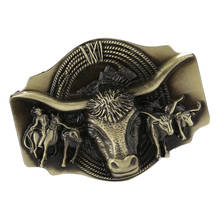 Hebilla de cinturón de vaquero occidental Retro para hombres, accesorios de cinturón con relieve de cuerno largo, Toro, Rodeo, bronce, Vintage 2024 - compra barato