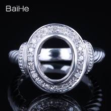 BAIHE Solid 10K White Gold Oval Semi Mount Ring Fine Jewelry Making Напівмонтажне кільце овальної форми półzmontowany pierścień 2024 - buy cheap