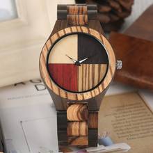 Unique Mixed Color Splice Dial Wood Watch Men's Retro Full Wooden Adjustable Band Quartz Clock Male Top Luxury Relogio Masculino 2024 - buy cheap