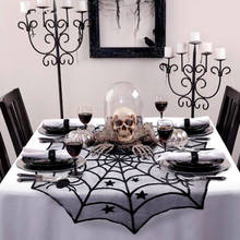 40inch Spiderweb Black Lace Round Tablecloth for Halloween Decor Spiderweb Themed Party Supplies Home Halloween Decoration SD02 2024 - buy cheap