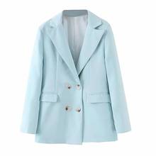 Herstory 2020 women solid spring blazer office lady notch collar elegant jackets work wear female Double Breasted Blazer 2024 - buy cheap