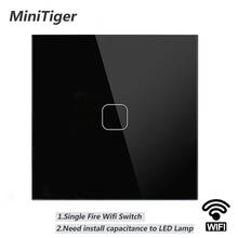 Minitiger-interruptor inteligente de parede com wi-fi, sem fio, funciona com alexa e google home, 2 gang, controle remoto