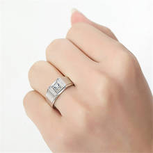 Популярное Открытое кольцо с квадратным Цирконом для женщин и мужчин, трендовая бижутерия для свадебной вечеринки, регулируемые аксессуары для рук 2024 - купить недорого