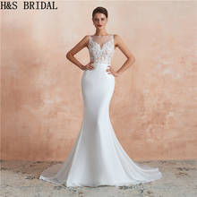 H&S BRIDAL mermaid wedding dresses Chiffon Beach Wedding Dress Boat Neck Lace Wedding Gowns 2020 Bridal Dress vestido de noiva 2024 - buy cheap