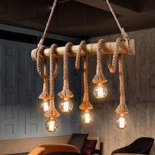Lámpara colgante de cuerda de cáñamo Vintage, luces de cáñamo con personalidad para Loft, bambú, para cocina, cafetería, Bar, decoración, colgante de madera 2024 - compra barato