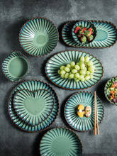 LingAo  Japanese kiln green glaze creative ceramic dish set 2024 - buy cheap