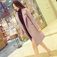 2020 New College Style Wool Coat Women Fashion Office Lady Slim Long Sleeve Outerwear Autumn Winter Elegant Pink Jacket S-2XL 2024 - buy cheap