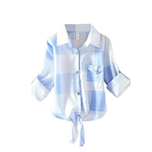 Женская Повседневная рубашка с отложным воротником B2059, молодежная популярная Повседневная рубашка для студента в клетку с длинными рукавами, весна-осень 2019 2024 - купить недорого