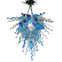 Araña de cristal de Murano moderna, Color azul de sombra, 24 pulgadas, luz de araña colgante LED, envío LR772-Free 2024 - compra barato