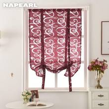 NAPEARL Kitchen Short Curtains Window Treatments Roman Blinds Jacquard Striped Semi-Sheer Fabrics Door Panel All Match Decor 2024 - buy cheap