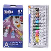 6 ML 12 Color Professional Acrylic Paint Watercolor Set Hand Wall Painting Brush 2024 - buy cheap