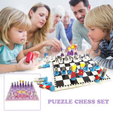 Wooden Chess Set Foldable Chess Board And Crafted Chess Pieces Little Kids Entertainment Game Tools 2024 - buy cheap