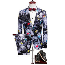 Conjunto de ropa con estampado de labios para hombre, traje Masculino informal de 2 piezas con diseño de estilo británico, traje de moda ajustado, abrigo, pantalón, Blazer 2024 - compra barato