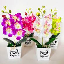 1pc Artificial Plastic Butterfly Orchid Bonsai Fake Flower with Pot Home Furniture Decor Desktop Ornament Fake Plants Flowers 2024 - buy cheap