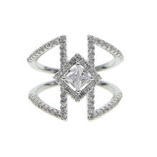 5A sparking bling cz jewelry high quality geometric full finger clear cubic zirconia women rings 2024 - купить недорого