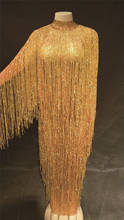 Женское сексуальное платье с длинными рукавами, Прозрачное платье с бахромой, длинное платье с кисточками для танцев 2024 - купить недорого