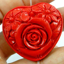 Colgante de flor de corazón de cinabrio orgánico, piedra de cuarzo natural de cristal rojo chino, accesorios para fabricación de joyas diy 2024 - compra barato