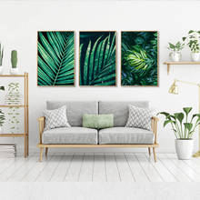 Folhas verdes arte da parede poster tropical plantas pintura em tela hd impressão imagem decorativa moderna sala de estar corredor decoração para casa 2024 - compre barato