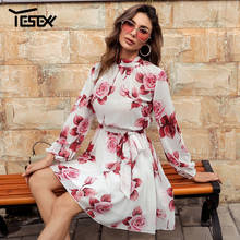 Yesexy Women Long Sleeve Floral Print Mini Dress Autumn Women Casual Dress Elegant Lace Up Party Dress Women Vestidos M0570-1 2024 - buy cheap