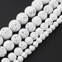 Rubber White Volcanic Lava Stone Round High Quality Loose Beads For Jewelry Making Natural Volcanic Rock Diy Bracelet 4/6/8/10mm 2024 - buy cheap