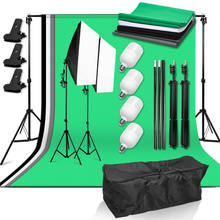 Photography Photo Studio Light Kit 50*70cm Softbox 4x25W LED Bulb with Backdrop Support System 4 Backdrop for Shoot Photography 2024 - buy cheap