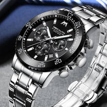 Relogio Masculino 2021 мужские часы Топ бренд MEGALITH нержавеющая сталь водонепроницаемые светящиеся Спортивные Хронограф Кварцевые часы мужские часы 2024 - купить недорого