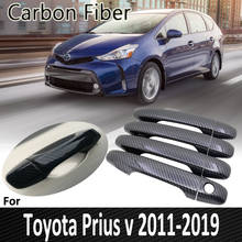 Black Carbon Fiber for Toyota Grand Prius+ v Prius α Wagon ZVW40 ZVW41 40 2011~2019 2015 2016 2017 Handle Cover Car Accessories 2024 - buy cheap